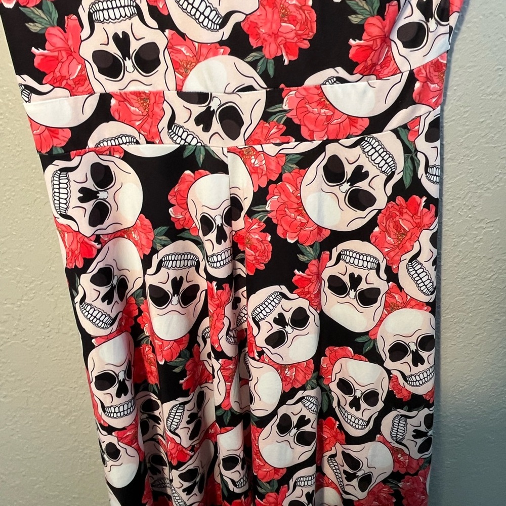 MSBASIC Y2K Skull and Floral Dress Large Festival Floral Skeletons Graphic - Picture 9 of 9